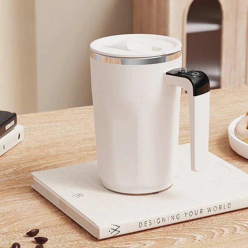 Cană Cafea Self-Stirring LED 400ml — Amestecare Magnetică, Display Temperatură