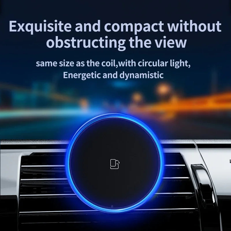 Încărcător Auto Wireless Magnetic RGB 15W — MagSafe & Suport Telefon