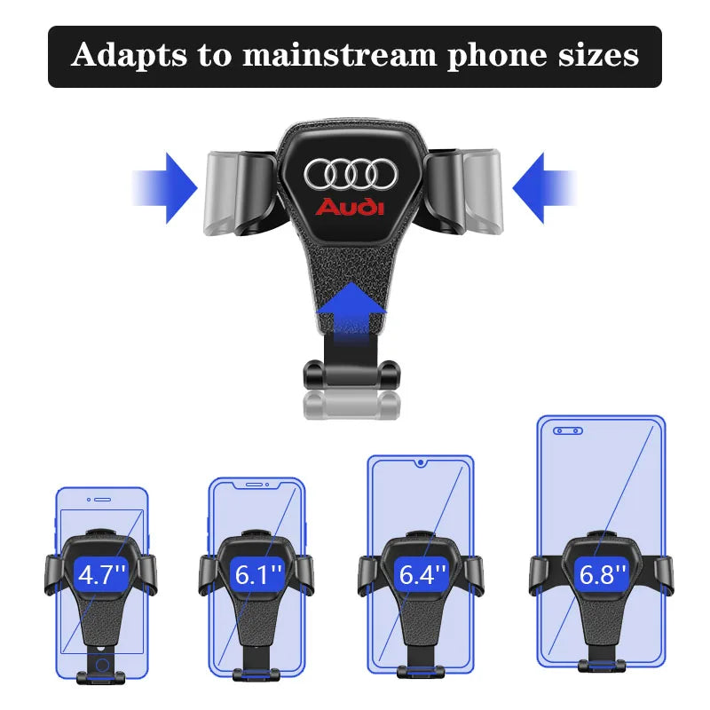Suport Auto Gravitațional Telefon — Grila Ventilație, Compatibil Audi A1-A8 Q1-Q8