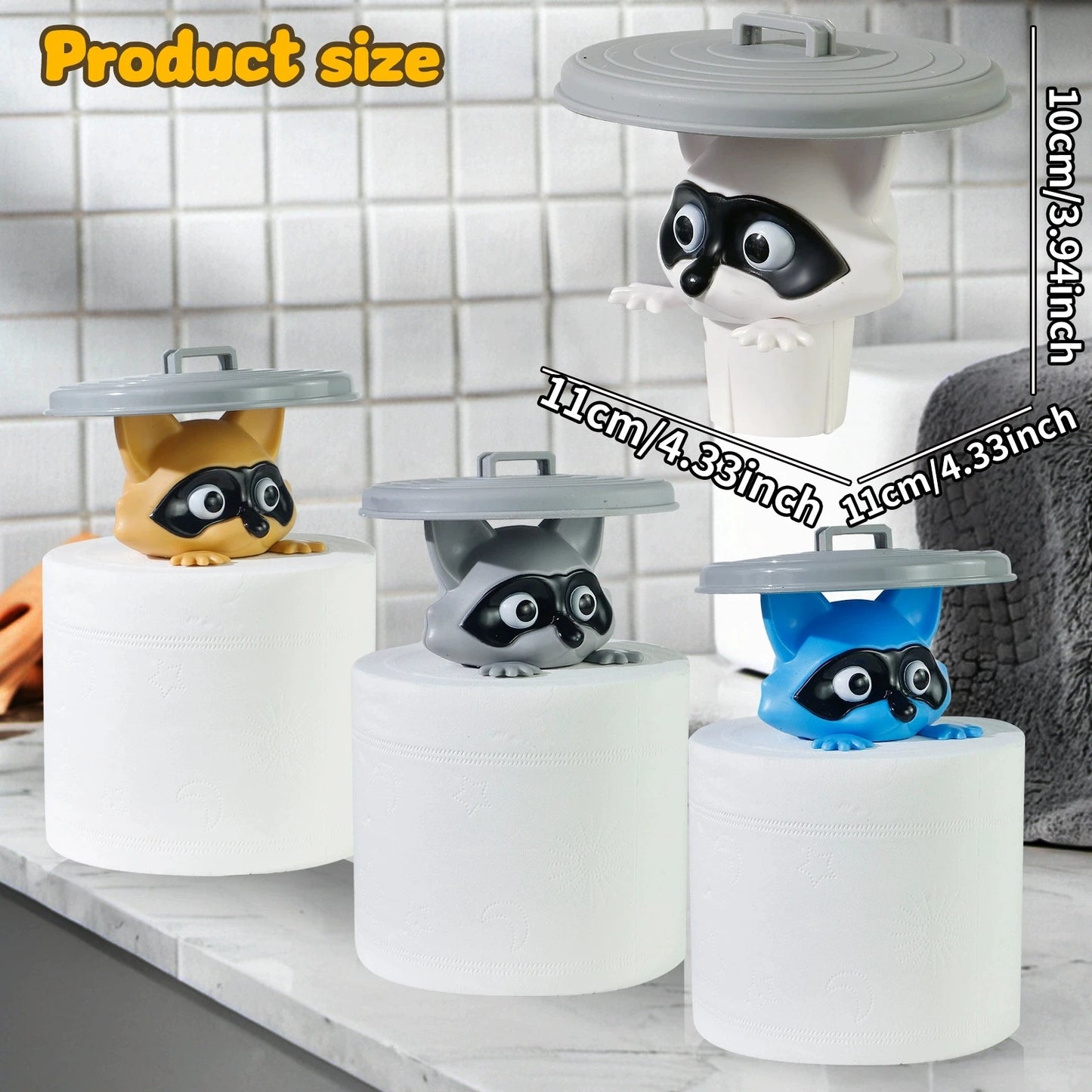 Suport Hârtie Igienică Amuzant — Design Raccoon, Urs, Oaie — Decor Baie Unic
