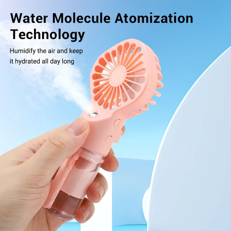 Mini Ventilator Portabil cu Spray de Apă — 4 Viteze, USB Reîncărcabil, Outdoor.