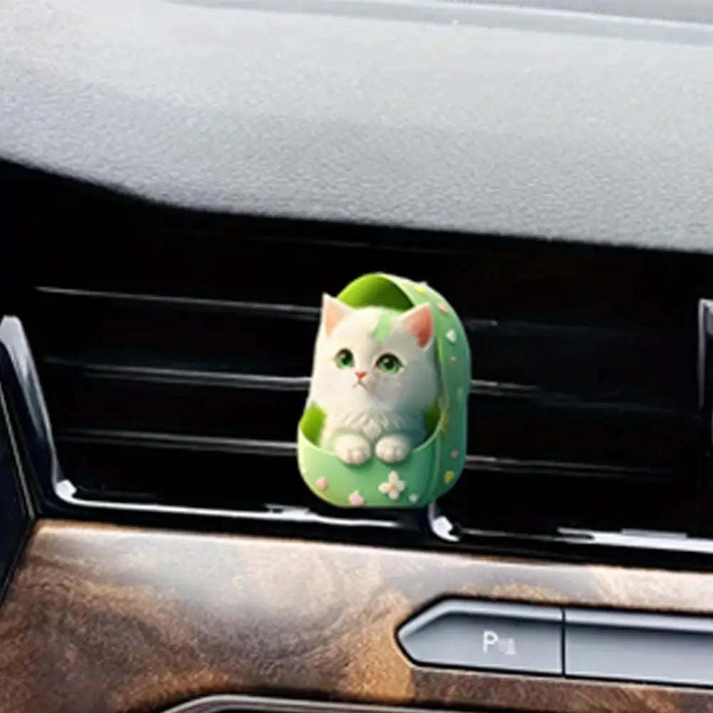 Odorizant Auto Pisicuță 2D — Clip Grila Ventilație, 3 Parfumuri