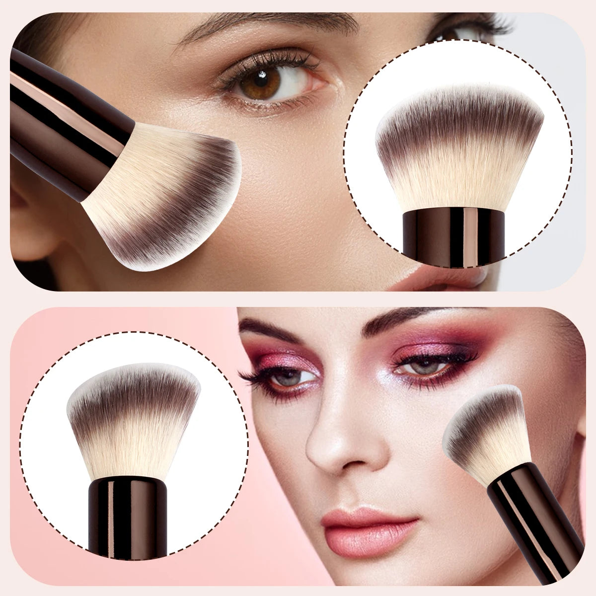Pensulă Foundation Dublu Capăt MAANGE — Contur, Blush & Pudra