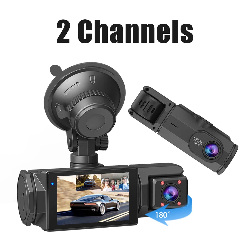 Dash Cam 3 Canale FHD 1080P — 32G, Night Vision, G-Sensor, Fată & Spate