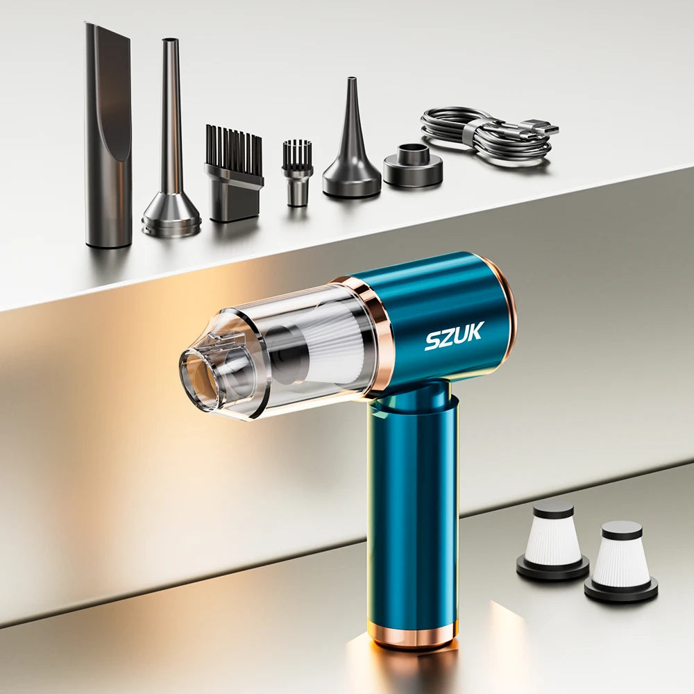 Aspirator Auto Mini Cordless SZUK — Turbo Fan, Aspirație Puternică, Portabil