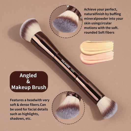 Pensulă Foundation Dublu Capăt MAANGE — Contur, Blush & Pudra