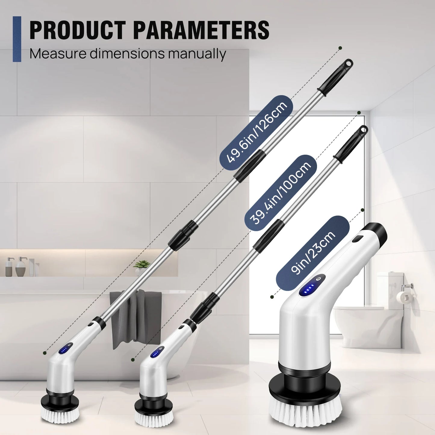 Perie Electrică Curățenie 10-în-1 Cordless — Rotativă, Baie & Bucătărie, 3 Culori