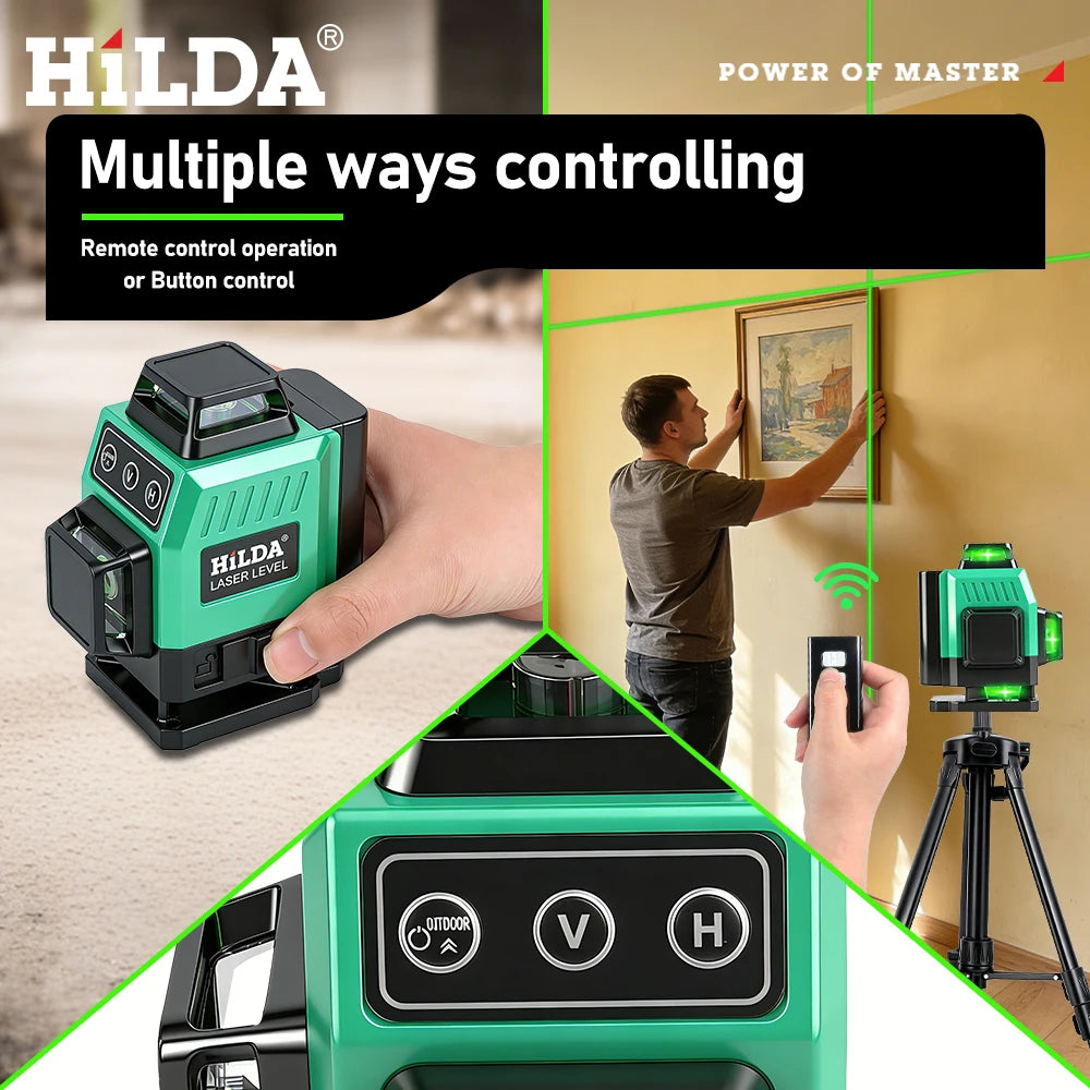 16/12 Lines Laser Level Green Line Selfleveling 360 Horizontal and Vertical Super Powerful Laser Level Green Beam