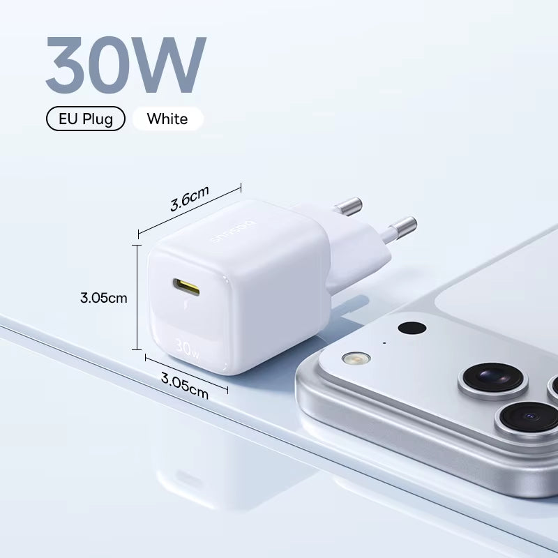 30W Gan Charger PD Charger for Iphone 17 16 15 14 13 12 Max Fast Charger PD3.0 QC3.0 Phone Charger Type C Tablets Charger