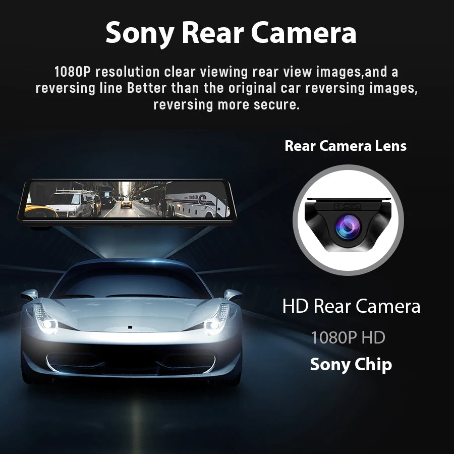 4K WIFI Dashcam 12Inch Car DVR Rearview Mirror Recorder Dash Cam Support 1080P Sony Black Box Rear View Camera Acesssories