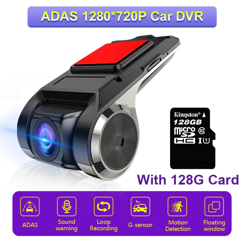 ADAS USB DVR Camera for Car DVD Android Player Dash Cam Full HD Navigation Head Unit Auto Audio Voice Alarm G-Shock