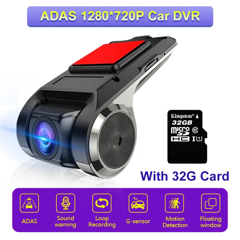 ADAS USB DVR Camera for Car DVD Android Player Dash Cam Full HD Navigation Head Unit Auto Audio Voice Alarm G-Shock
