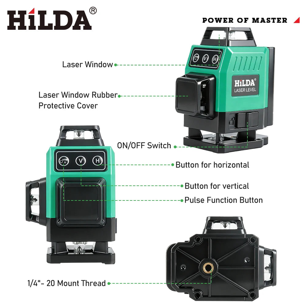 16/12 Lines Laser Level Green Line Selfleveling 360 Horizontal and Vertical Super Powerful Laser Level Green Beam
